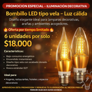 Pack X6 Bombillos LED Vela Luz Calida