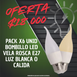 oferta BOMBILLO VELA Pack X6 Bombillos LED Vela Pico Loro Luz Blanca o Amarilla