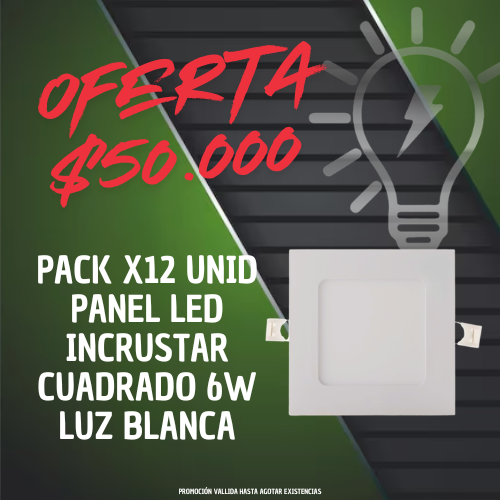 oferta panel cuadrado 6w Pack X12 Panel LED Cuadrado 6W de Incrustar Luz Blanca